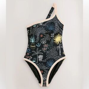 Never Fully Dressed Black Sol de Palma Tummy Control One Shoulder